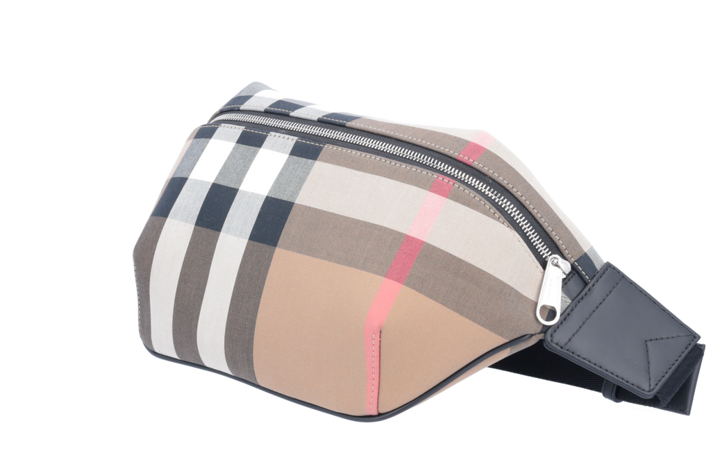 Burberry Sonny Taupe Check Zipped Belt Bag