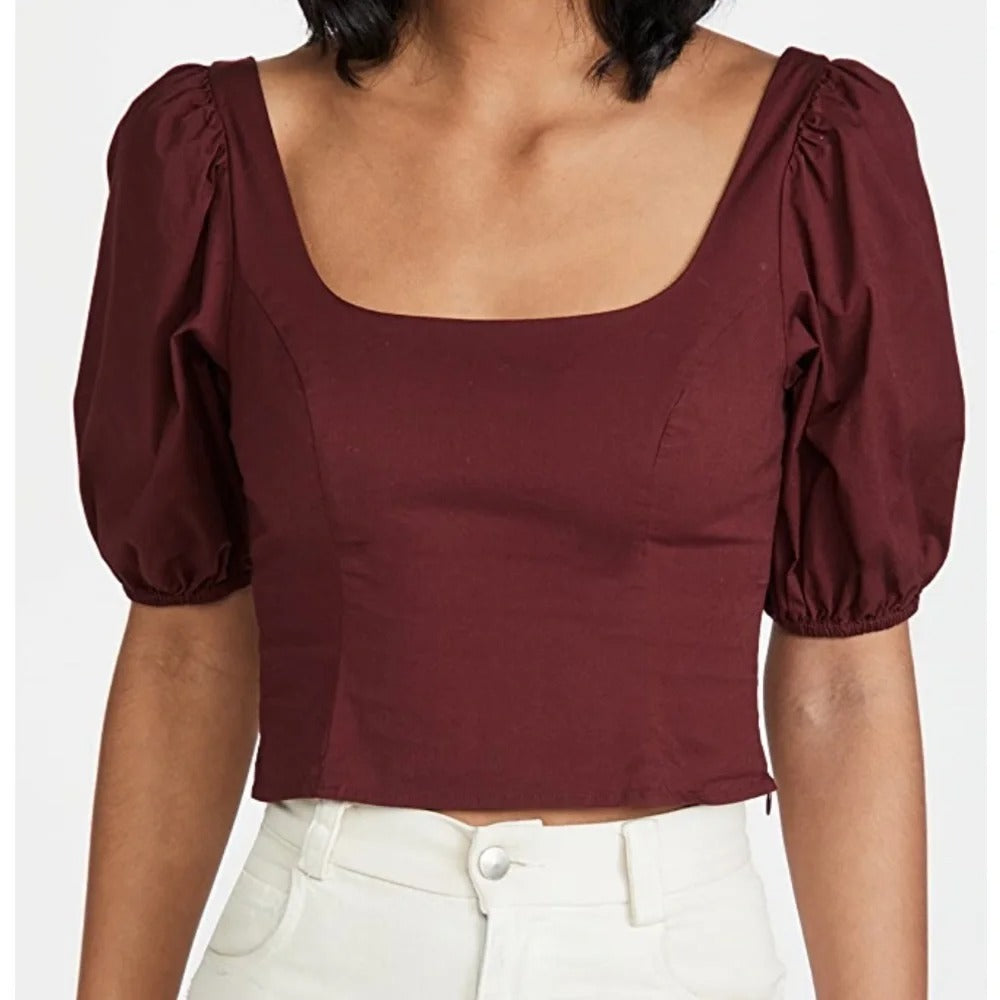 STAUD Women's Modern Top in Burgundy – Size 4