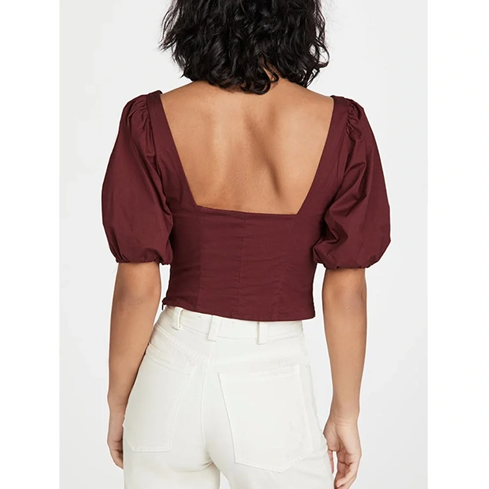 STAUD Women's Modern Top in Burgundy – Size 4