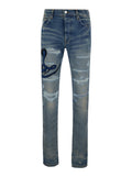 AMIRI Light Blue Snake Patch Skinny Ripped Jeans - 38
