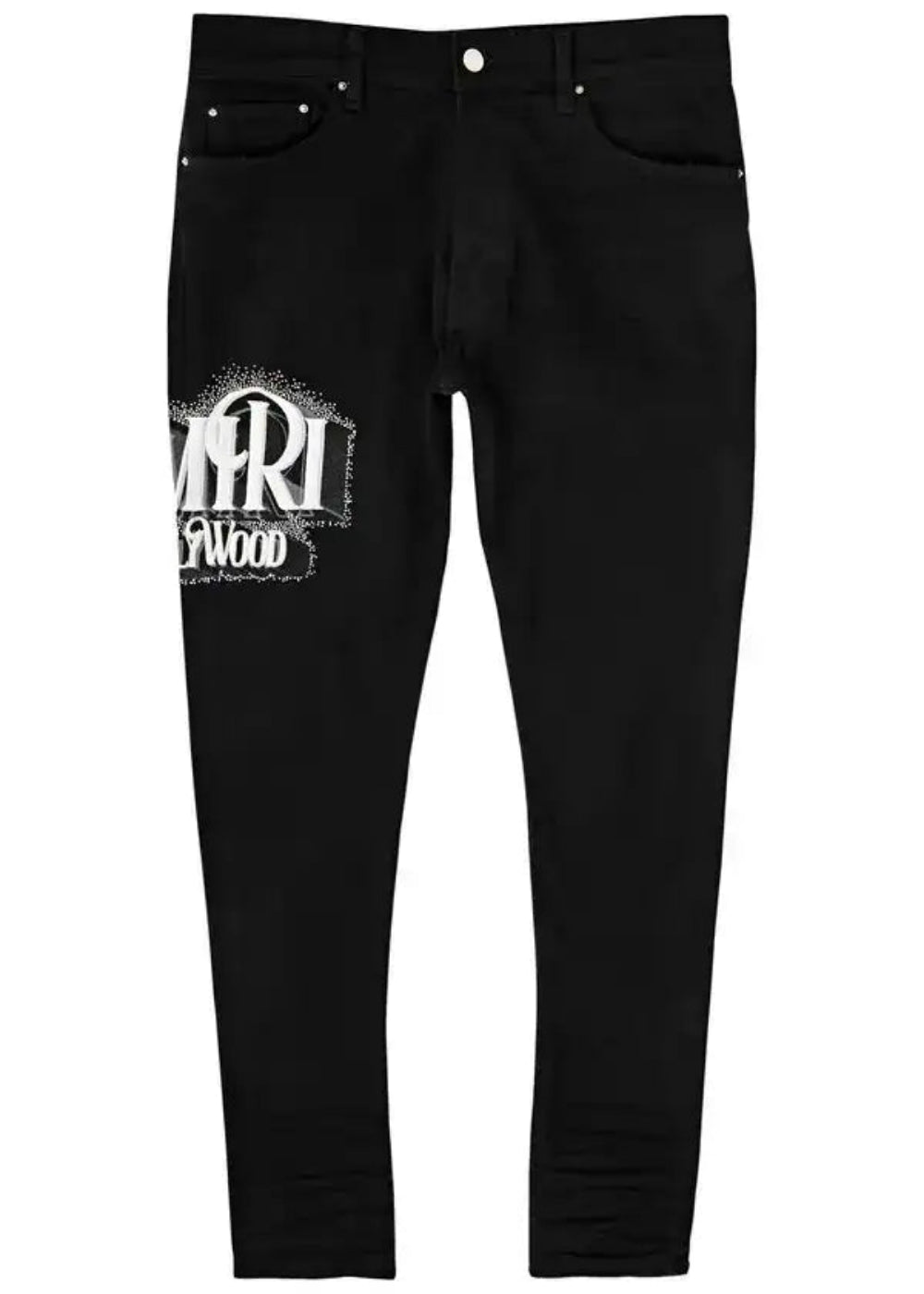 AMIRI Black Logo-Embroidered Skinny Jeans