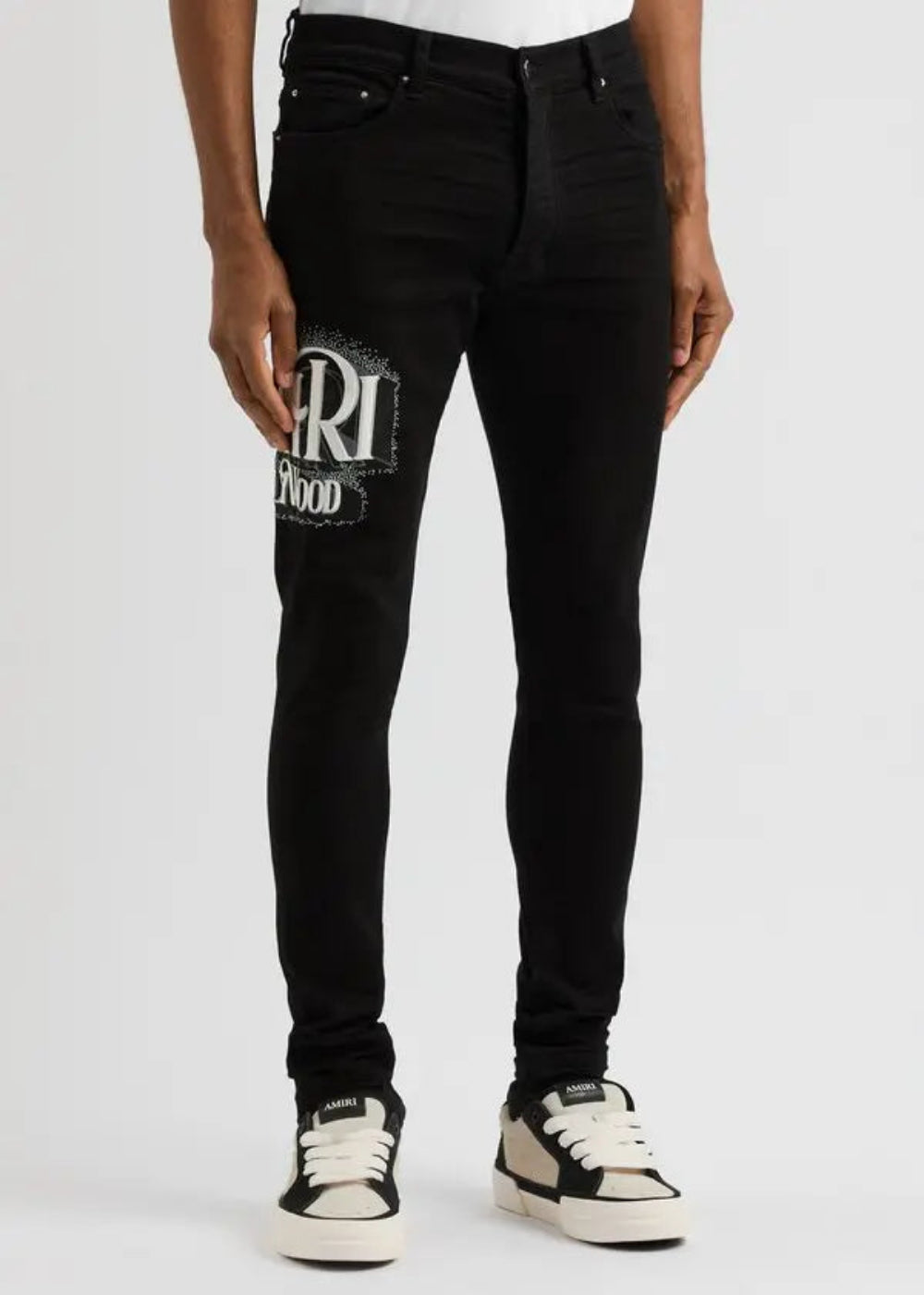 AMIRI Black Logo-Embroidered Skinny Jeans
