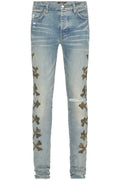 Amiri Camo Bones Denim Jeans - Clay Indigo