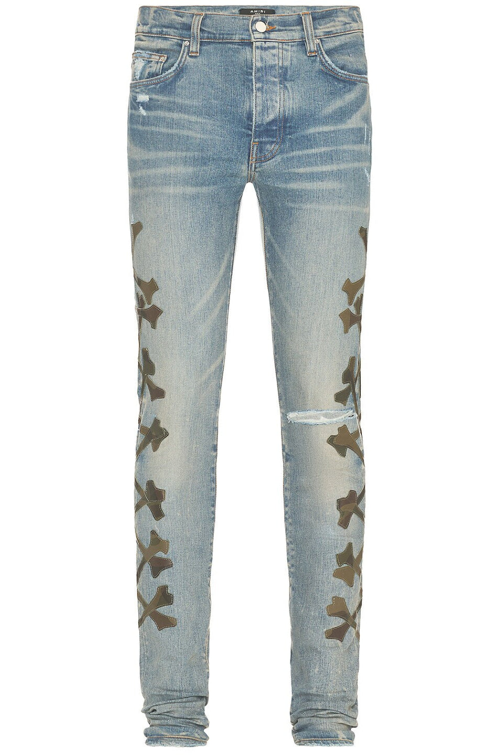 Amiri Camo Bones Denim Jeans - Clay Indigo
