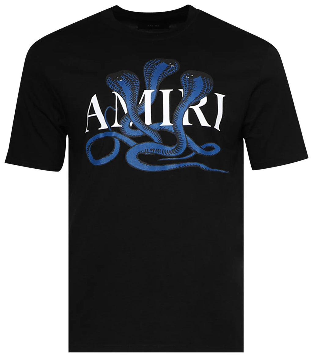 Amiri Men's Black and Blue Snake T-Shirt