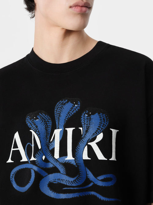 Amiri Men's Black and Blue Snake T-Shirt
