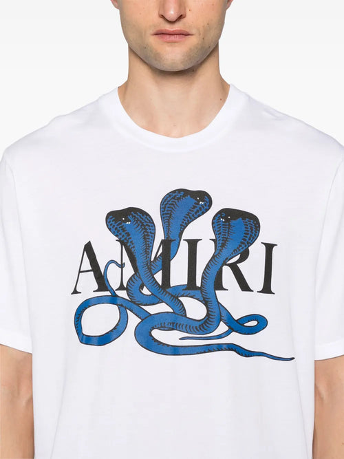 Amiri Poison Blue Snake Cotton T-Shirt - White