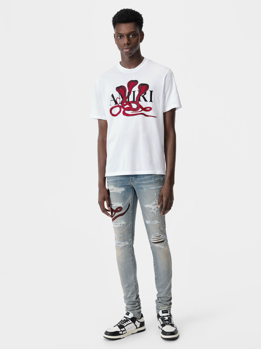 Amiri Men's White and Red Snake T-Shirt