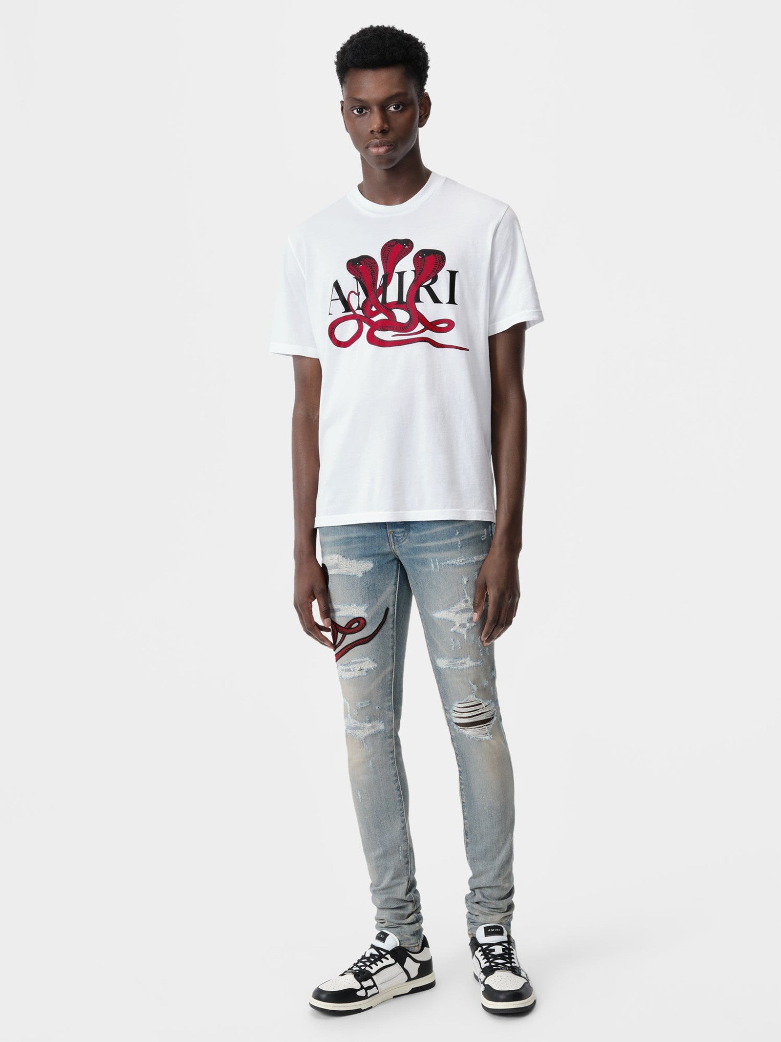 Amiri Men's White and Red Snake T-Shirt