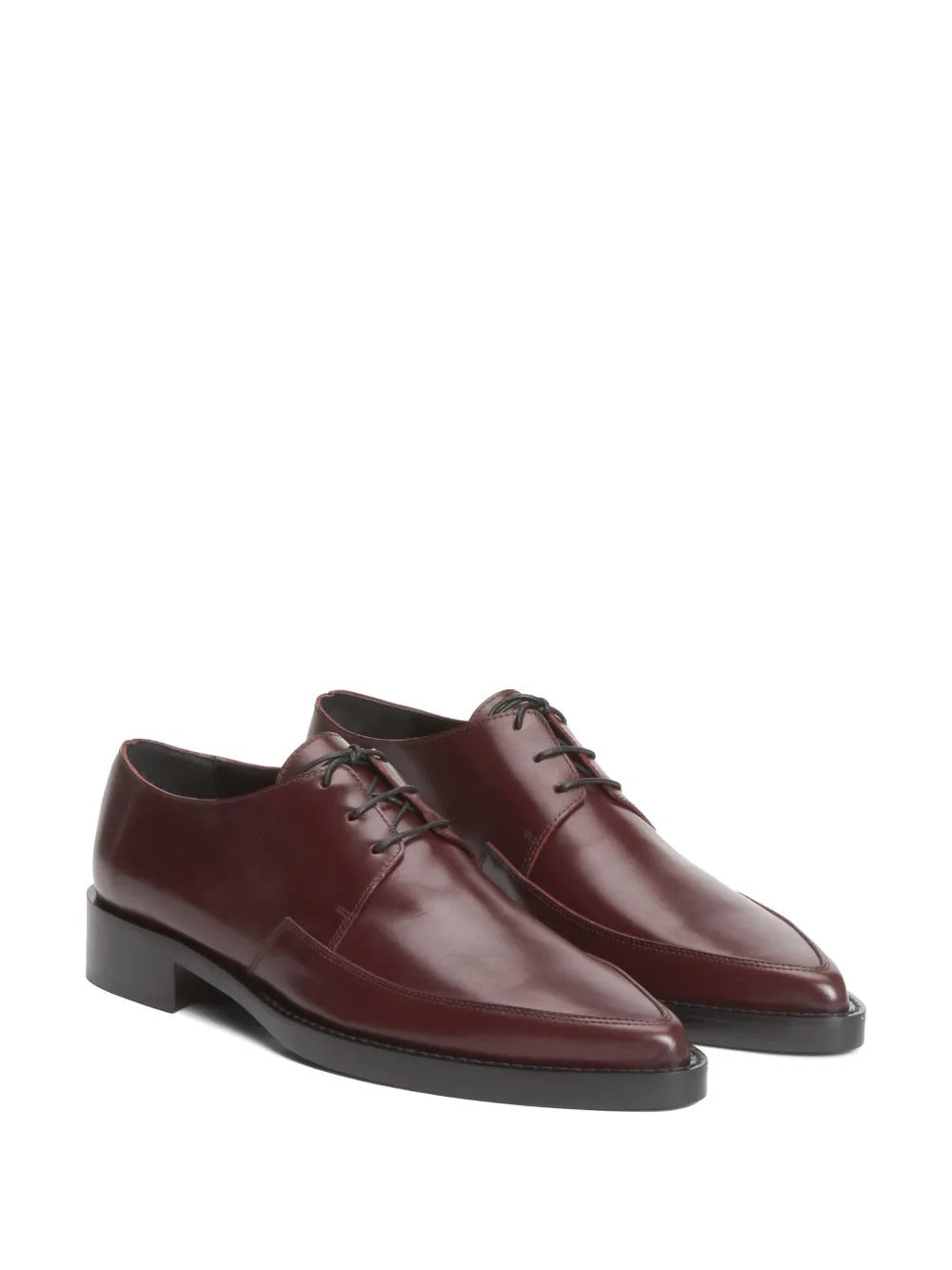 Fabiana Filippi Leather Lace-Up Derby with Pointed Toe - Bordeaux