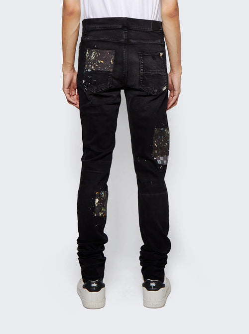 Amiri Artpatch Paint Checker Jeans - Aged Black