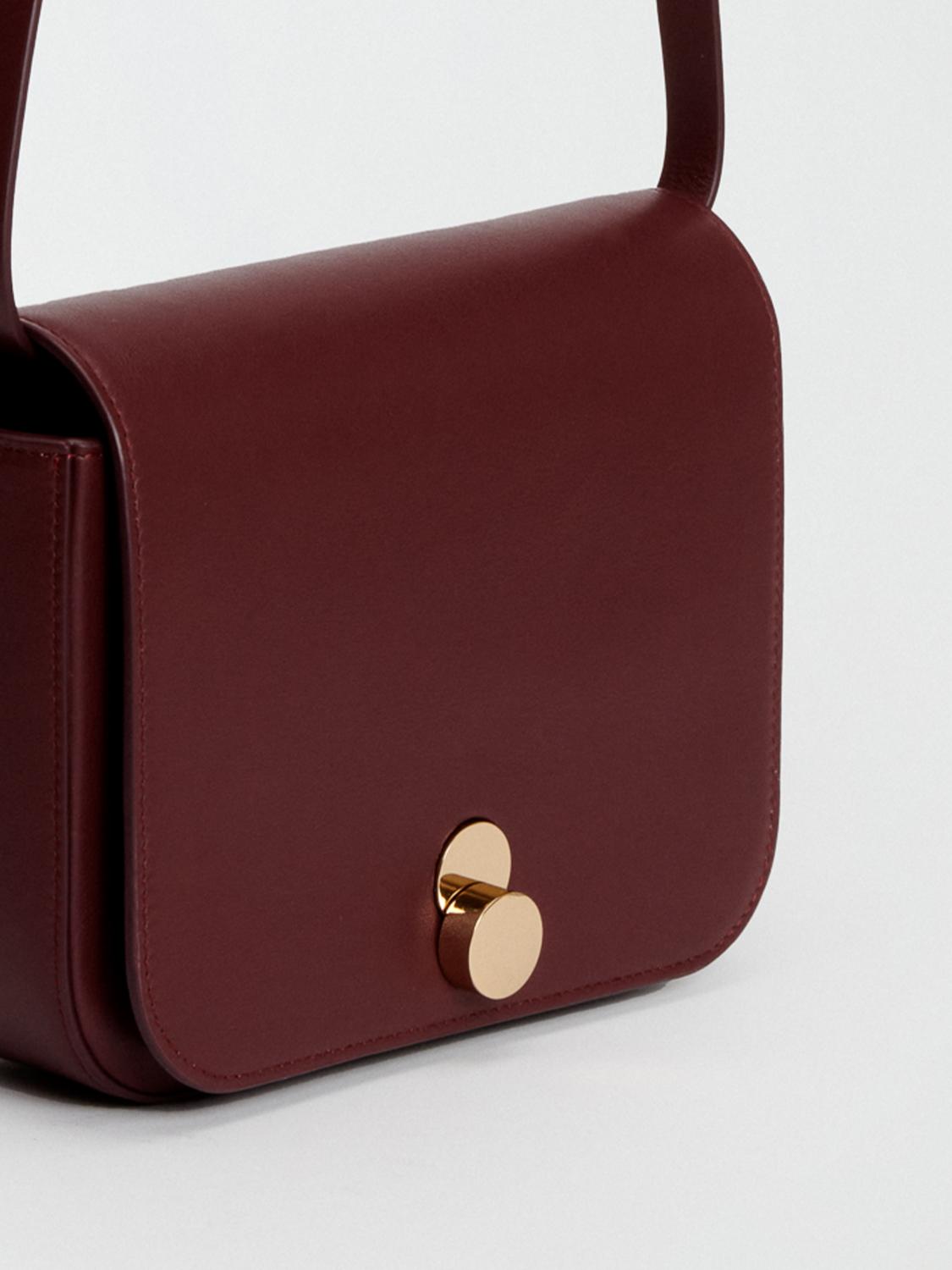 Fabiana Filippi Leather Messenger Bag with Eclipse Buckle - Burgundy