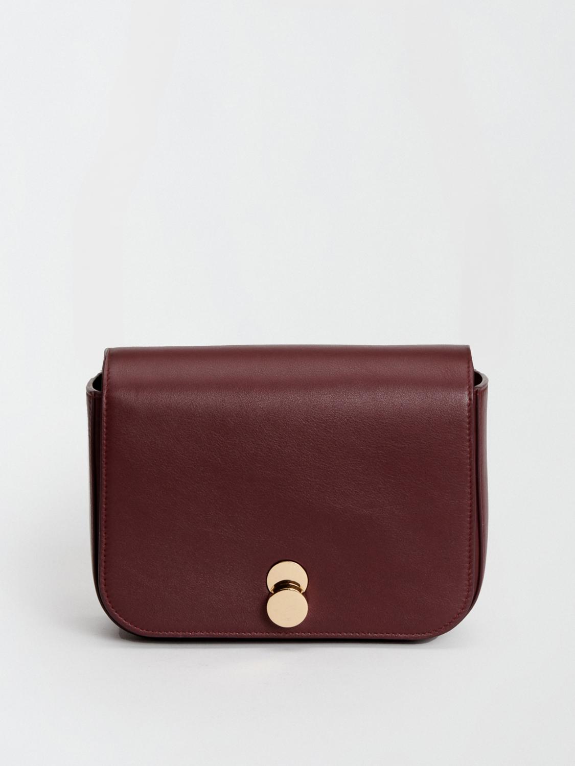 Fabiana Filippi Leather Messenger Bag with Eclipse Buckle - Burgundy