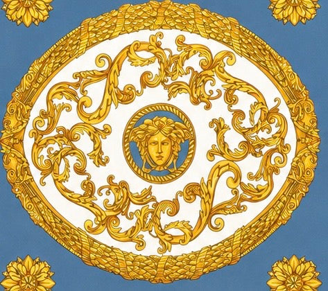 Versace Grey/White/Gold Barocco Pattern Silk Scarf