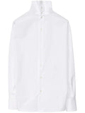 Fabiana Filippi Compact Poplin Mock Collar Shirt with Back Opening - White