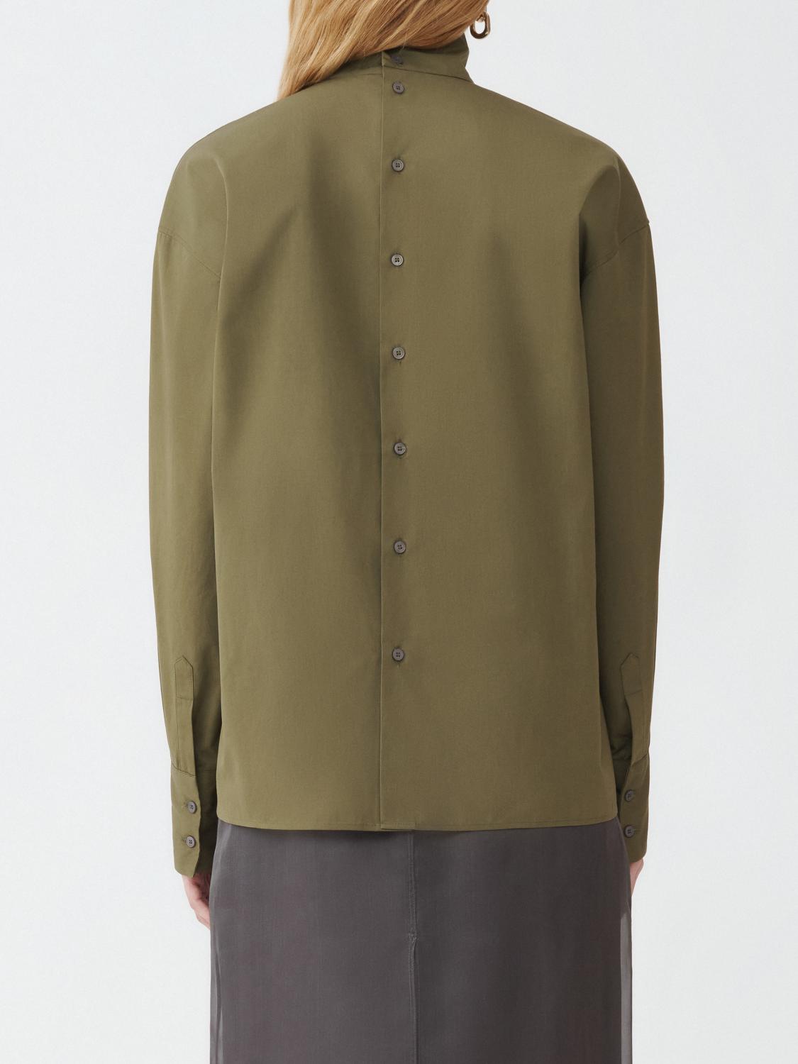 Fabiana Filippi Compact Poplin Mock Collar Shirt with Back Opening - Green