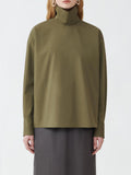 Fabiana Filippi Compact Poplin Mock Collar Shirt with Back Opening - Green