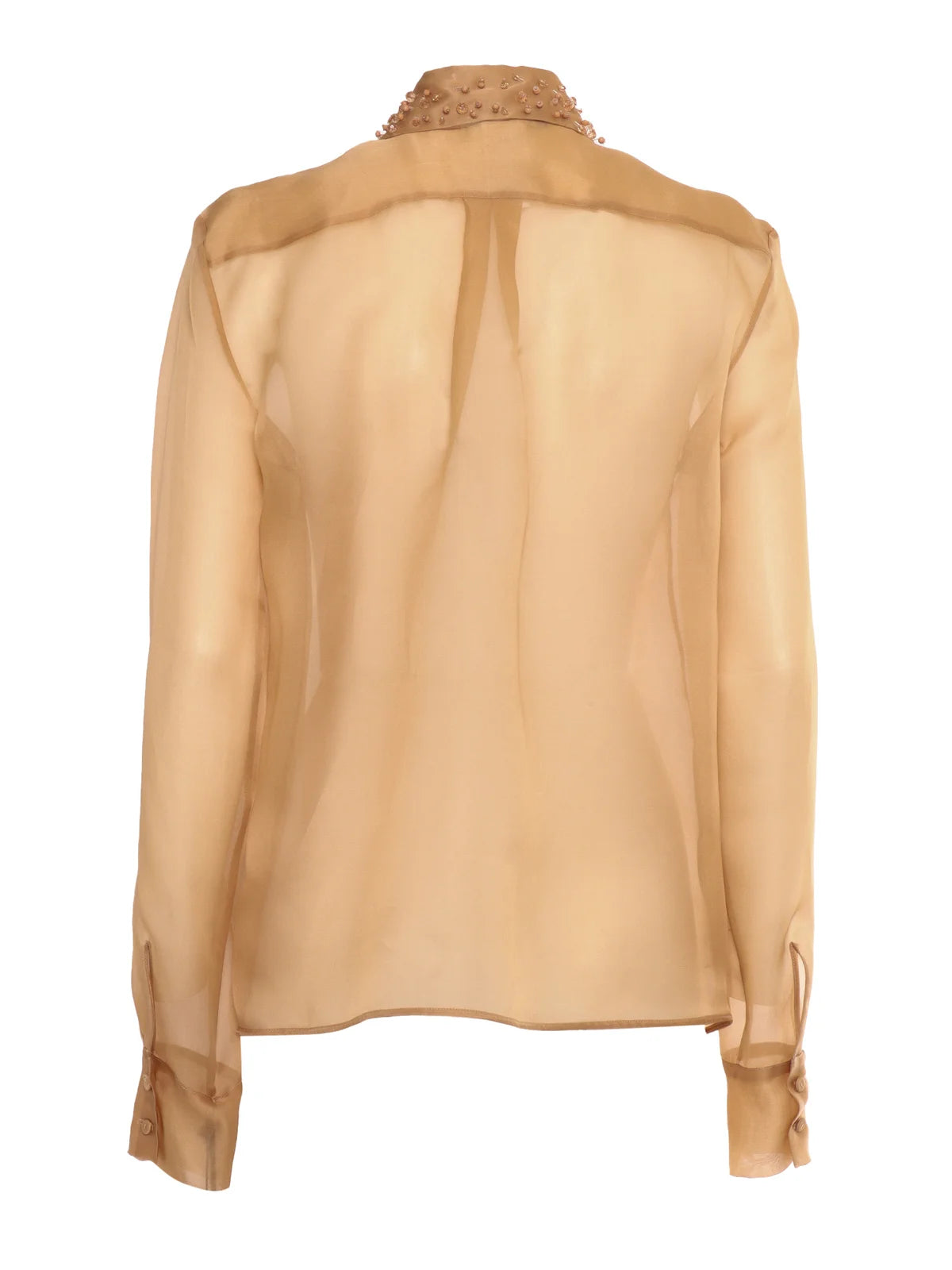 Fabiana Filippi Organza Basic Shirt with Galassia Embroidered Collar - Yellow
