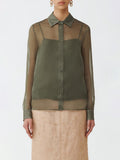 Fabiana Filippi Satin Organza Basic Shirt - Olive Green