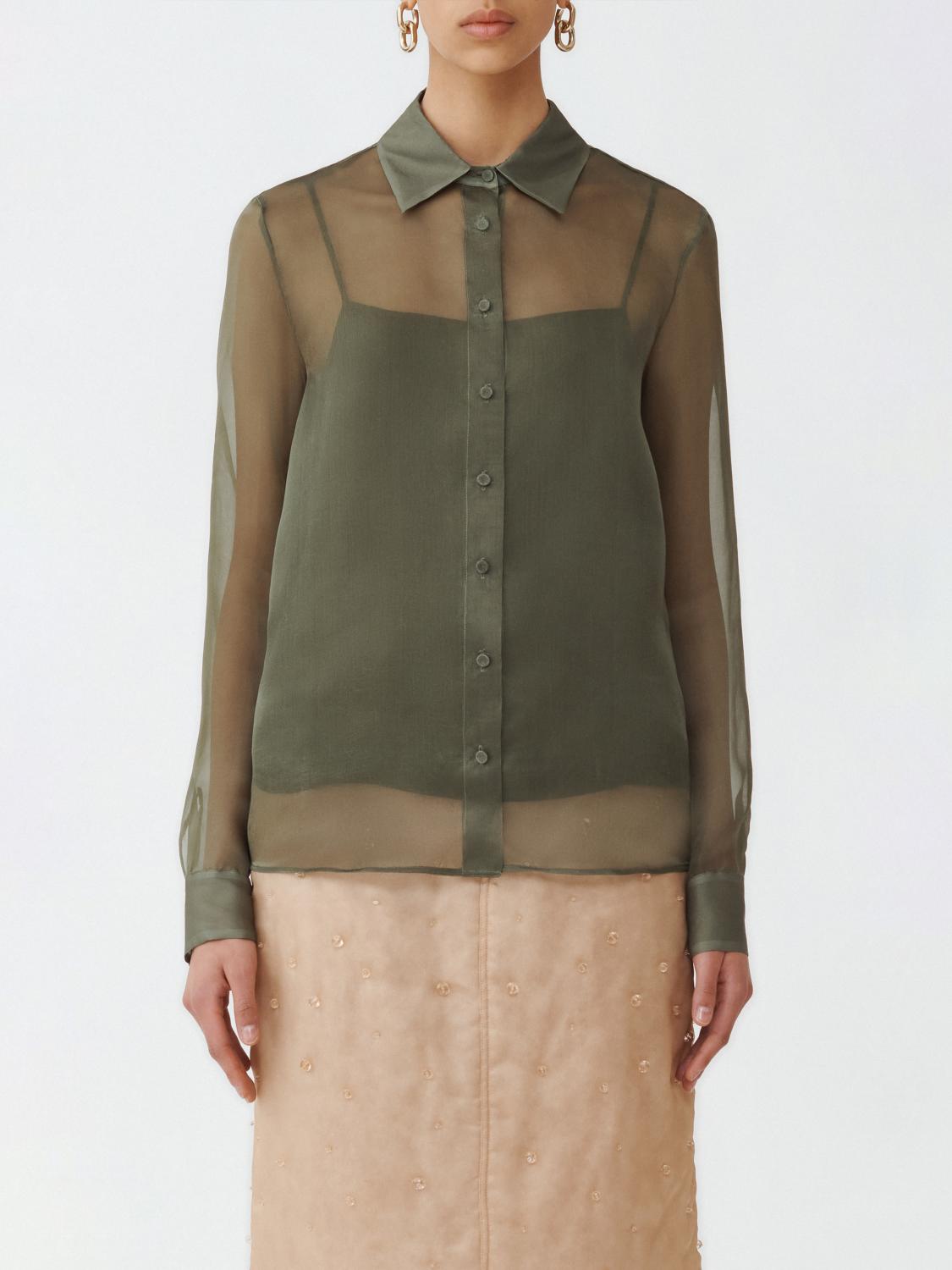 Fabiana Filippi Satin Organza Basic Shirt - Olive Green