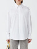 Fabiana Filippi Compact Poplin Boyfriend Shirt with Galassia Piping - White