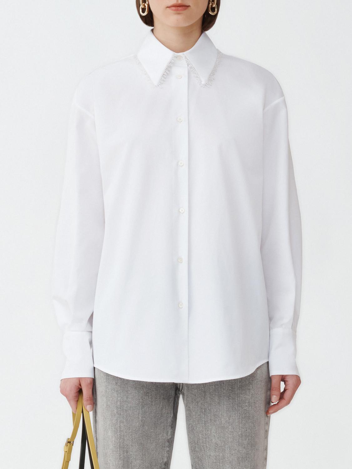 Fabiana Filippi Compact Poplin Boyfriend Shirt with Galassia Piping - White