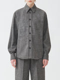 Fabiana Filippi Malfilé Flannel Boyfriend Shirt with Filo Diamante - Graphite/White