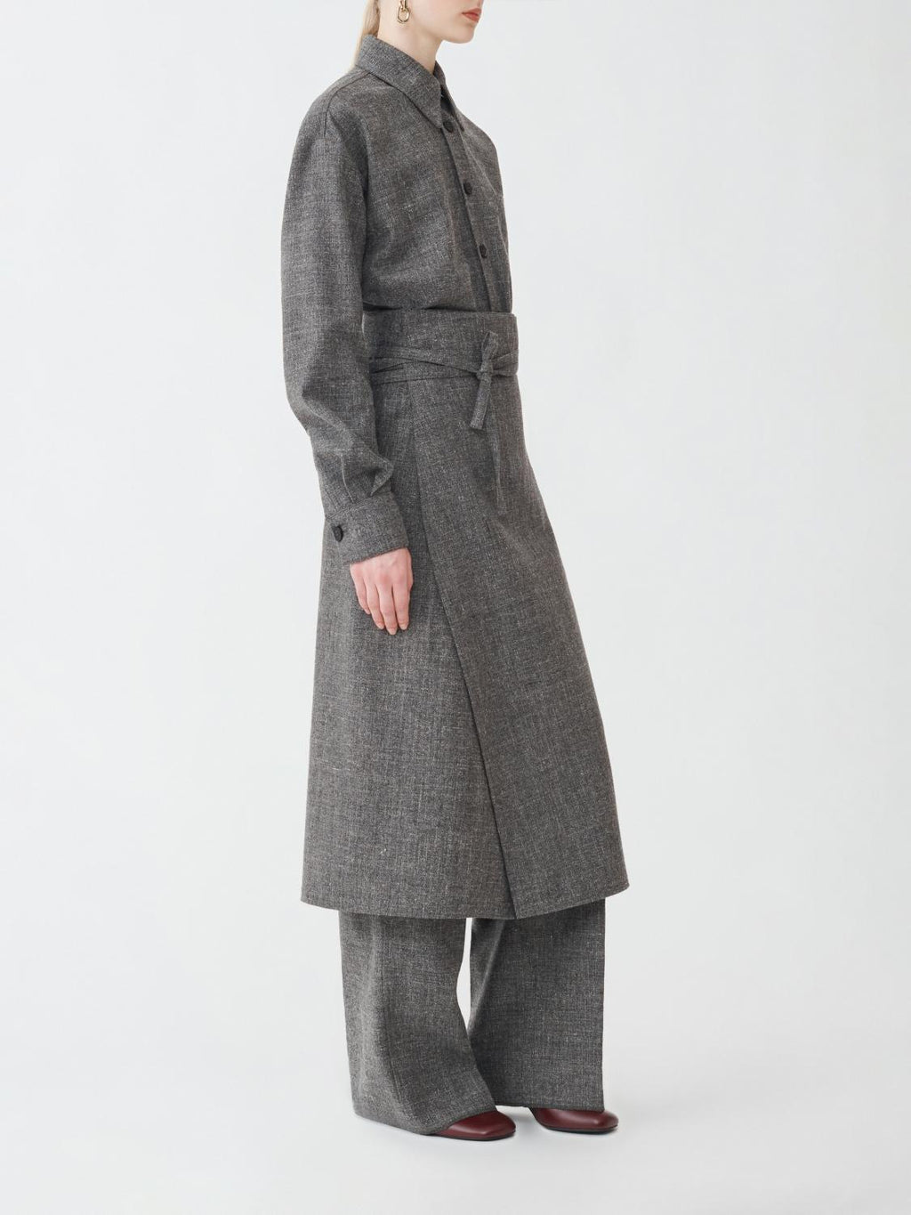 Fabiana Filippi Malfilé Flannel Boyfriend Shirt with Filo Diamante - Graphite/White