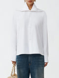 Fabiana Filippi Poplin Basic Shirt with Stand-Up High Collar - Optical White
