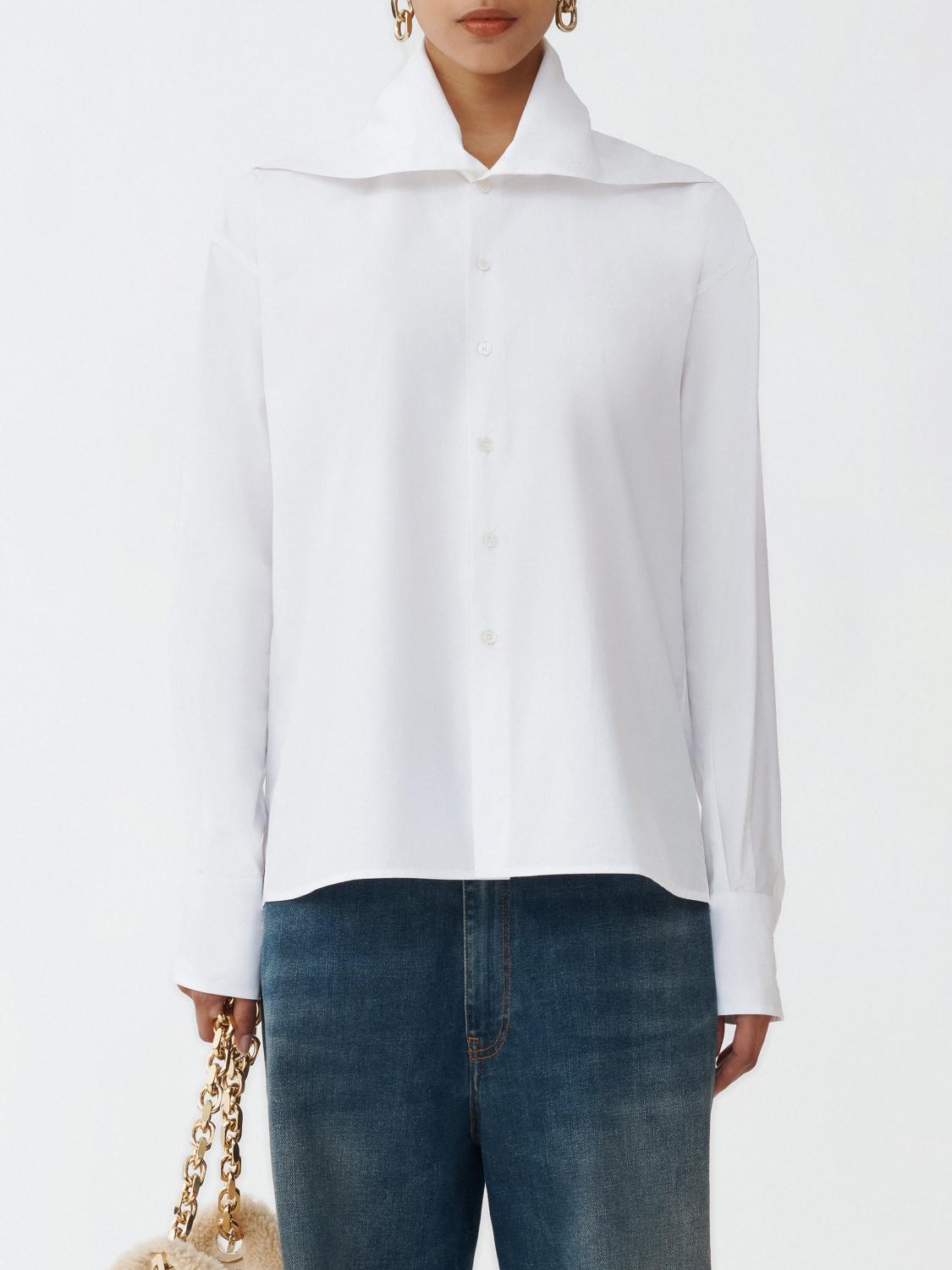 Fabiana Filippi Poplin Basic Shirt with Stand-Up High Collar - Optical White