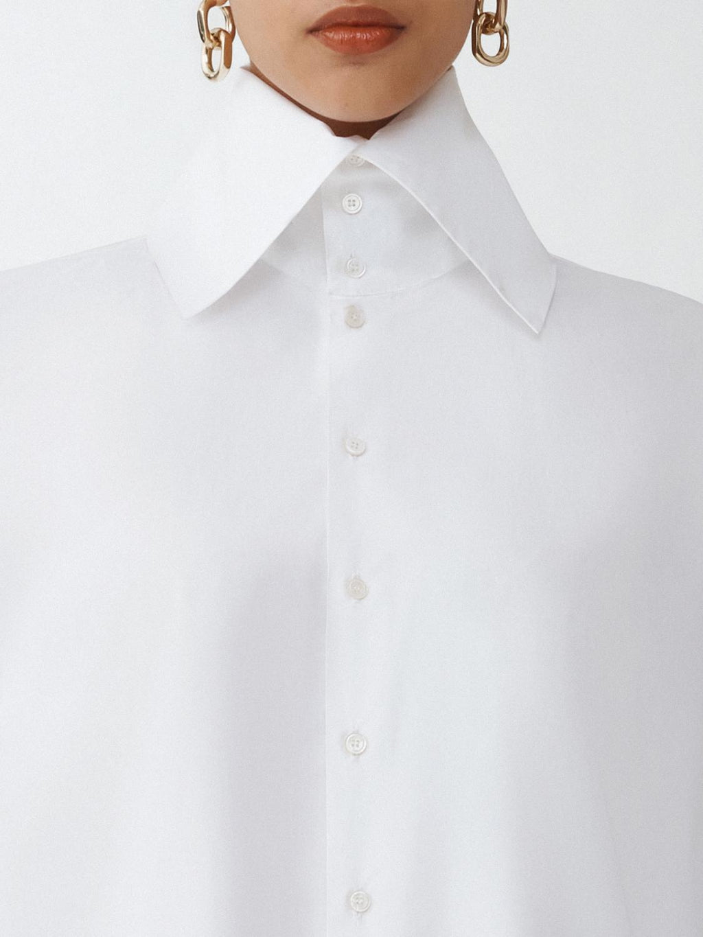 Fabiana Filippi Poplin Basic Shirt with Stand-Up High Collar - Optical White