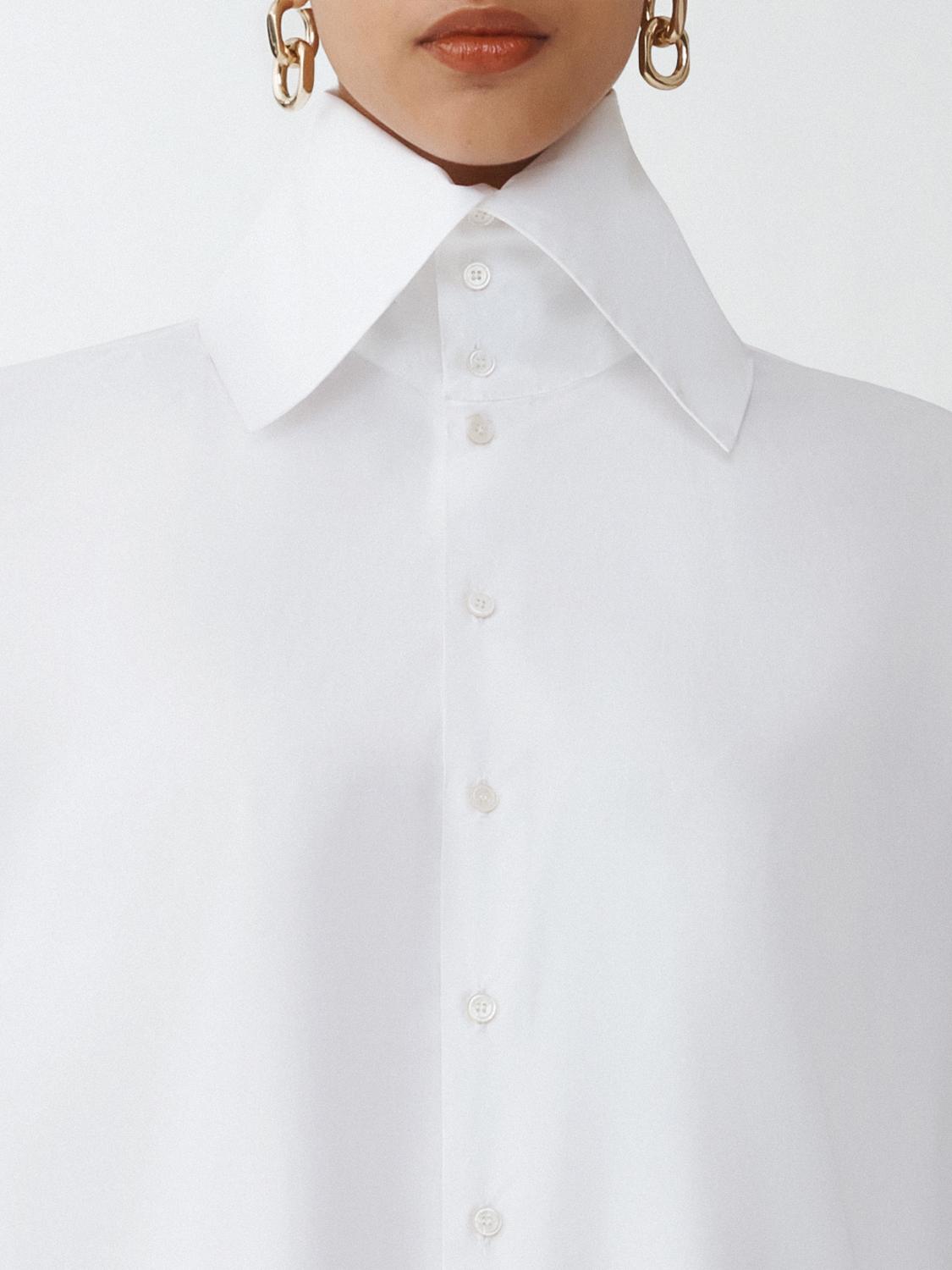 Fabiana Filippi Poplin Basic Shirt with Stand-Up High Collar - Optical White