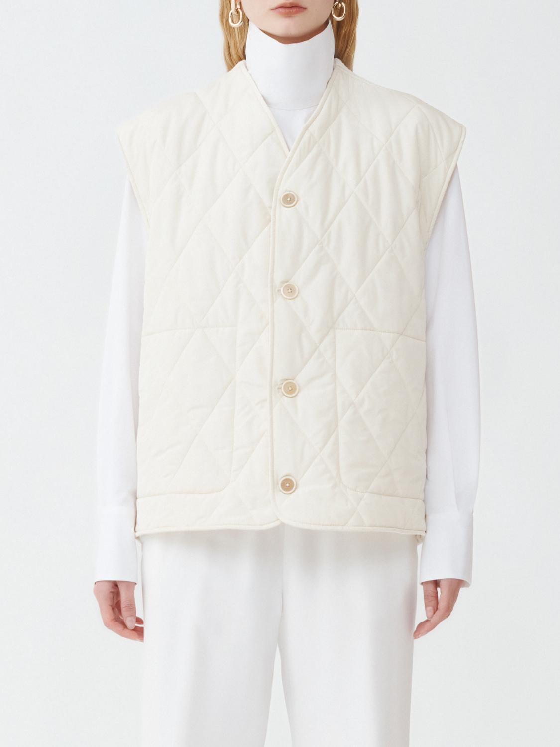 Fabiana Filippi Tech Taffeta Quilted Vest with Knit Back - Ivory