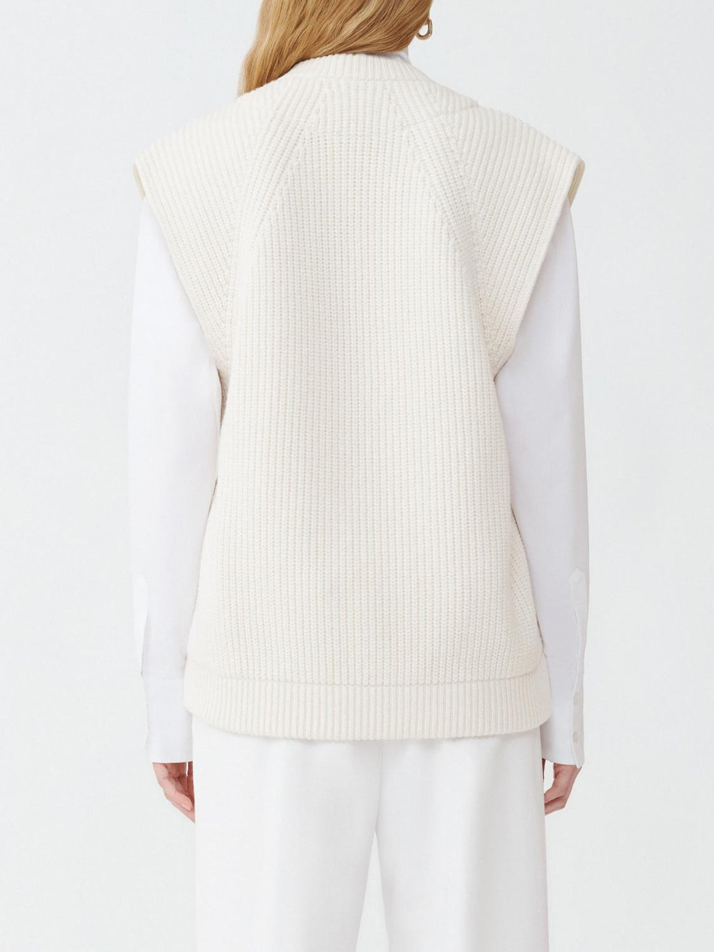 Fabiana Filippi Tech Taffeta Quilted Vest with Knit Back - Ivory