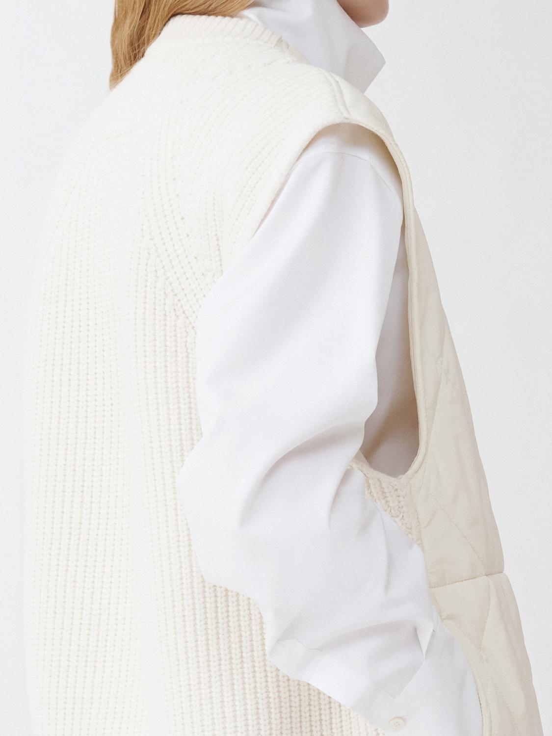 Fabiana Filippi Tech Taffeta Quilted Vest with Knit Back - Ivory