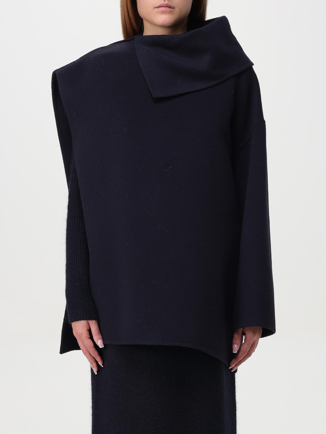 Fabiana Filippi Wool Cashmere One Sleeve Cape - Midnight Blue