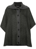 Fabiana Filippi Diagonal Double Cape with Knit Detail and Filo Diamante - Heather Grey