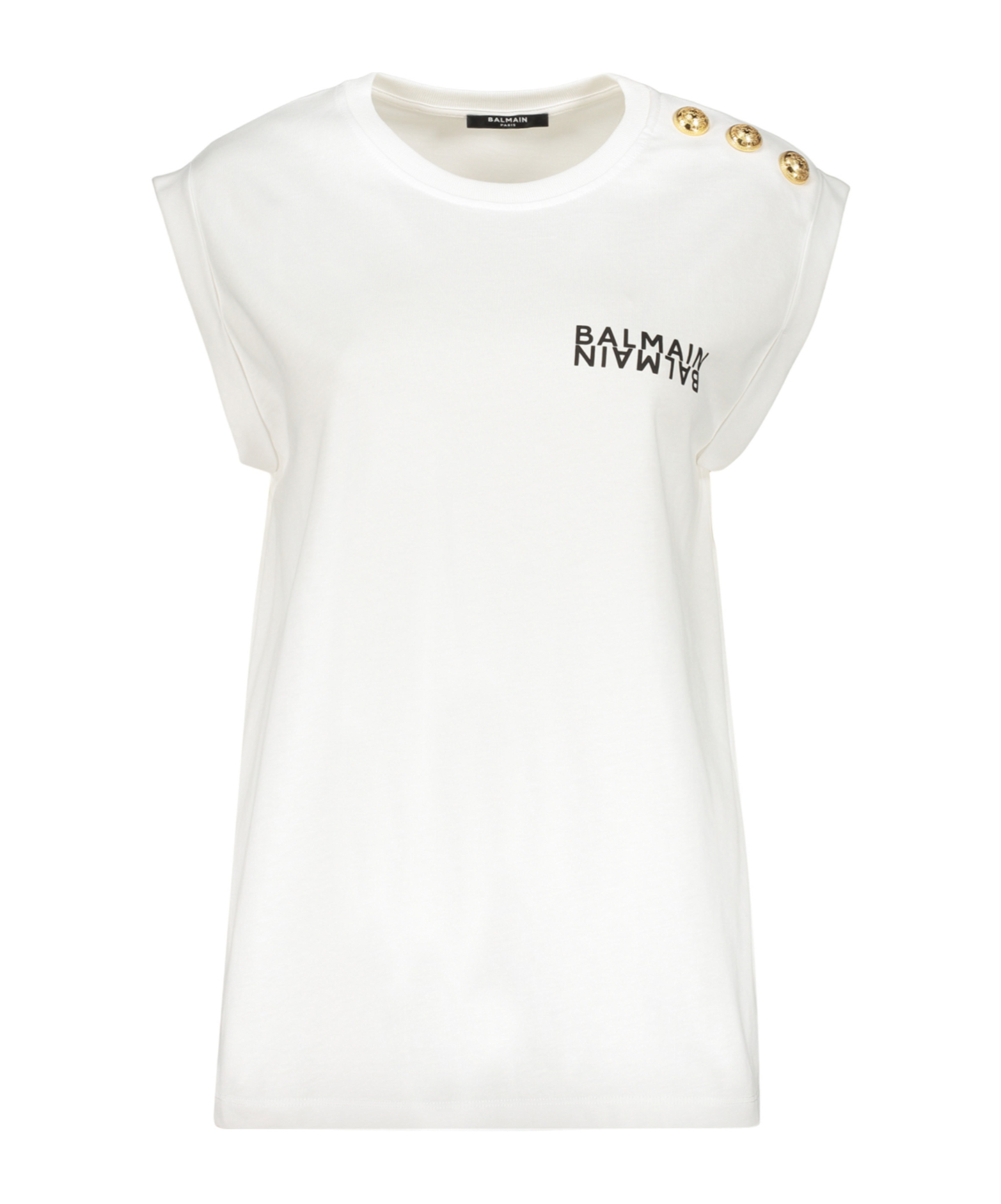 Balmain Women's Cotton Sleeveless Logo Tank T-Shirt - White