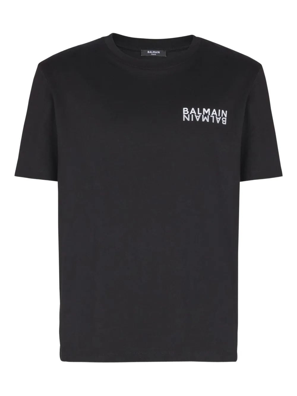 Balmain Black Double Logo Cotton T-Shirt