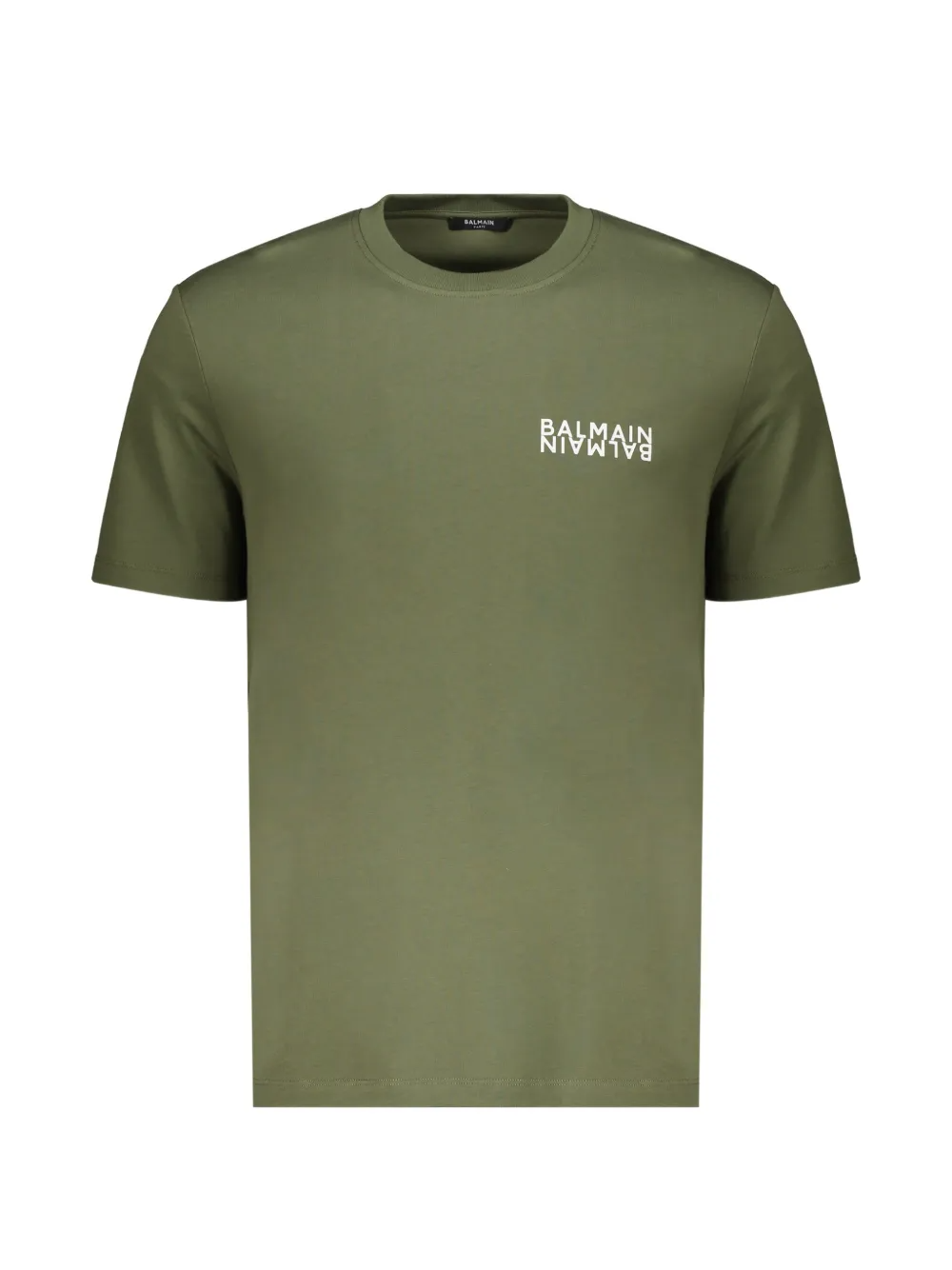 Balmain Green Double Logo Cotton T-Shirt
