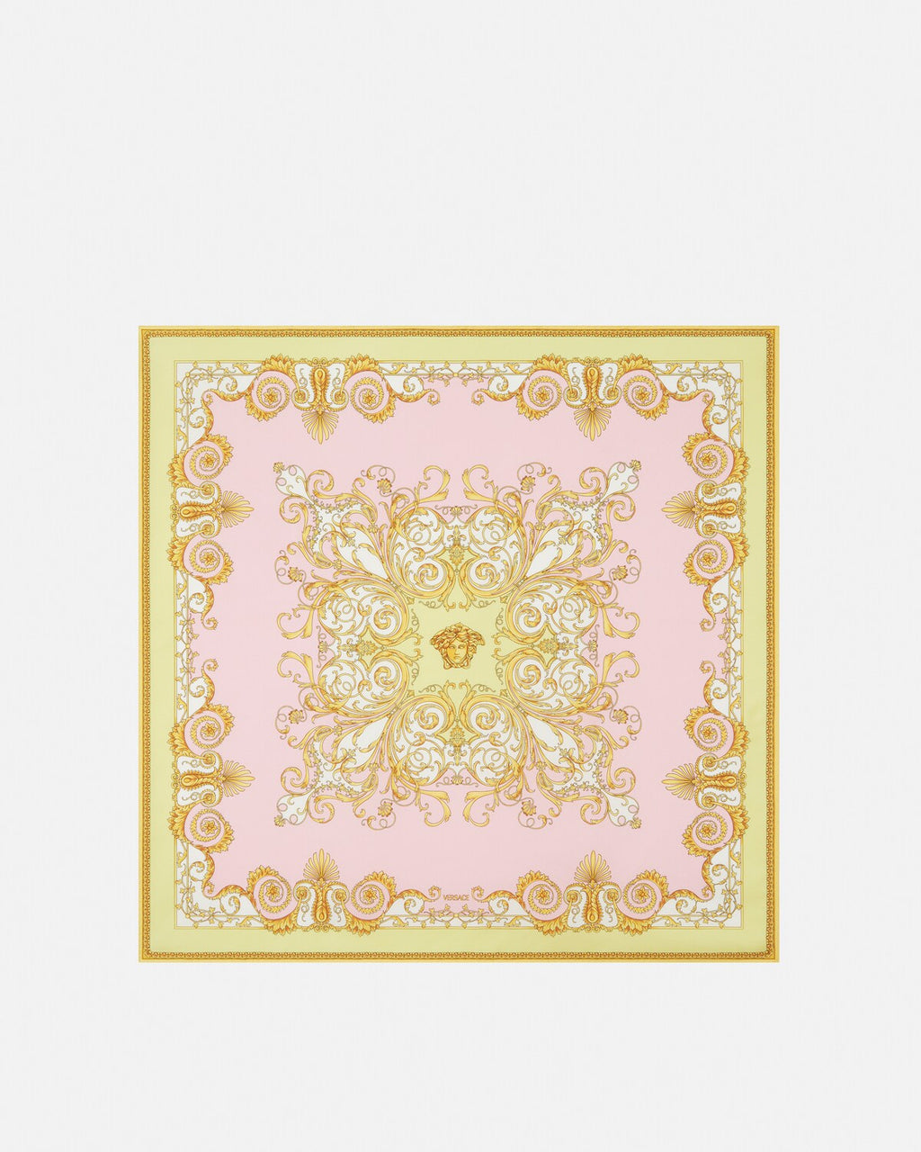 Versace Lavander/Gold Printed Silk Twill Scarf 90 cm