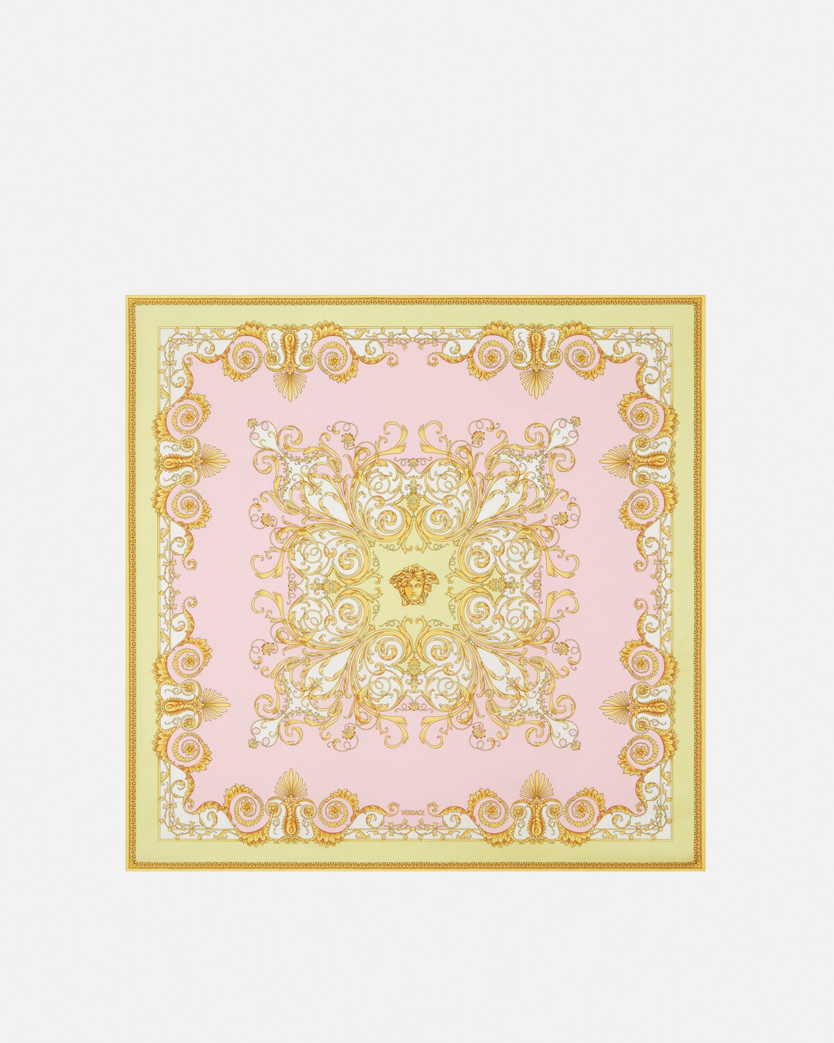 Versace Lavander/Gold Printed Silk Twill Scarf 90 cm