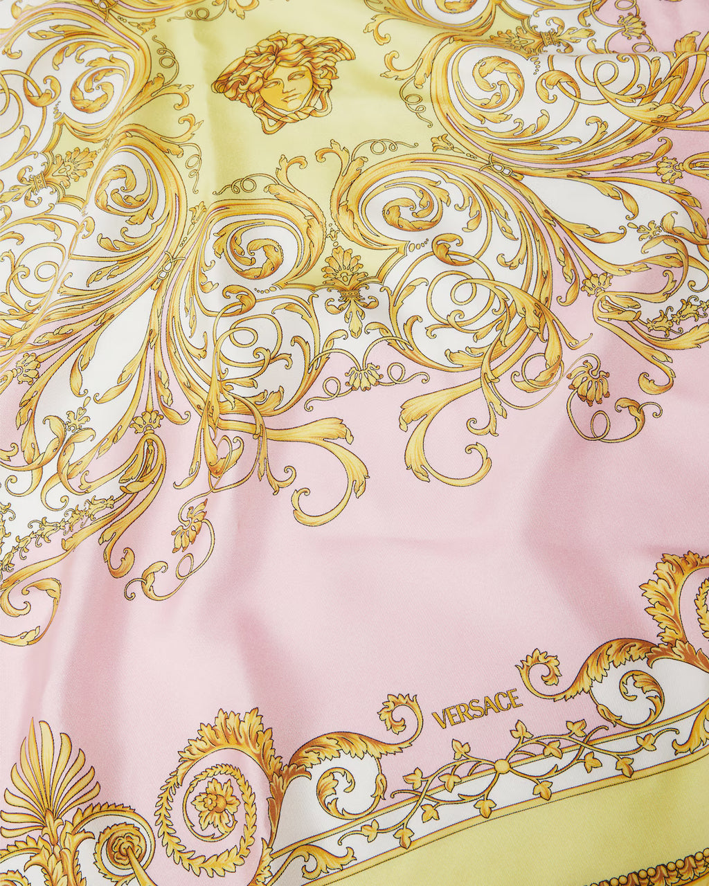 Versace Lavander/Gold Printed Silk Twill Scarf 90 cm