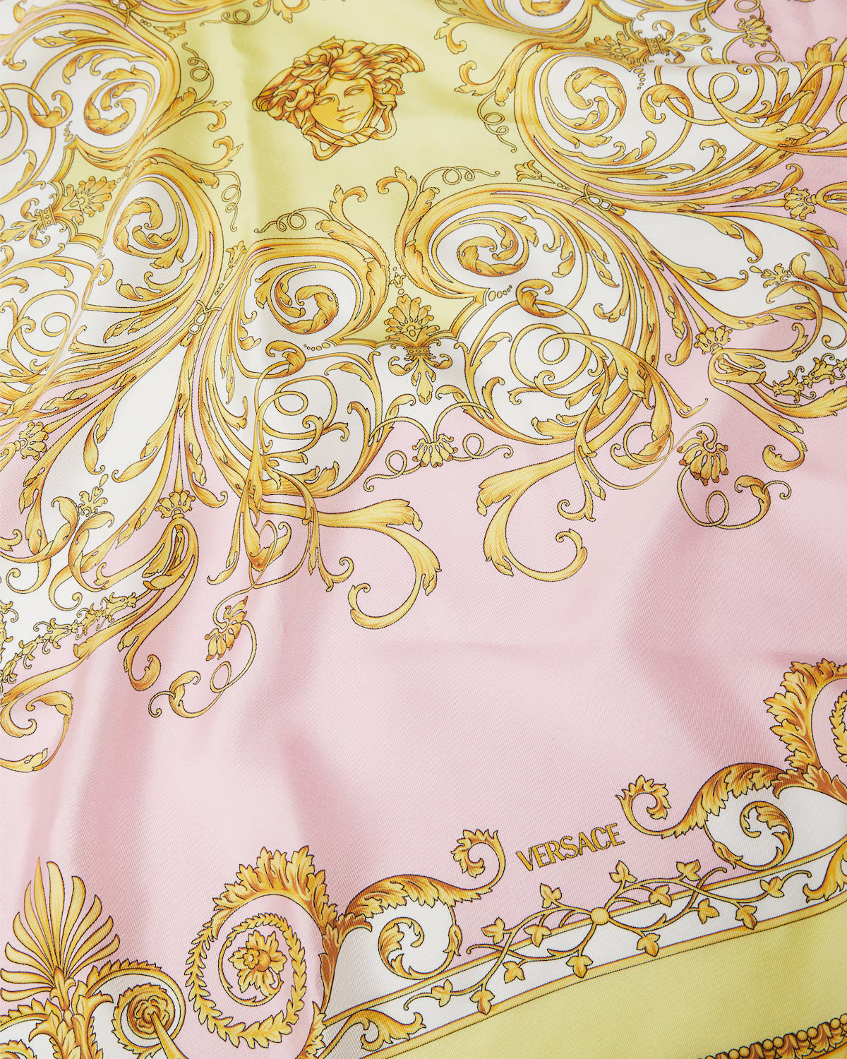 Versace Lavander/Gold Printed Silk Twill Scarf 90 cm