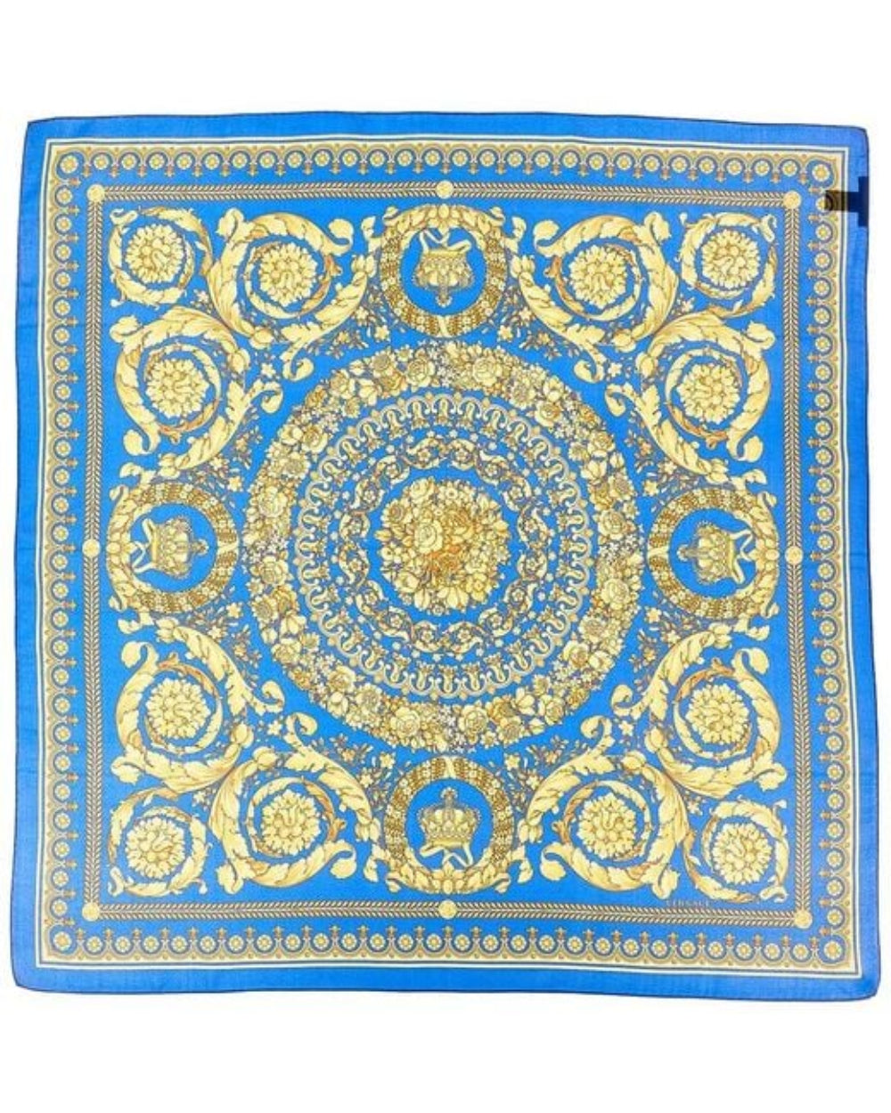 Versace Blue/Gold Silk Scarf 90 cm