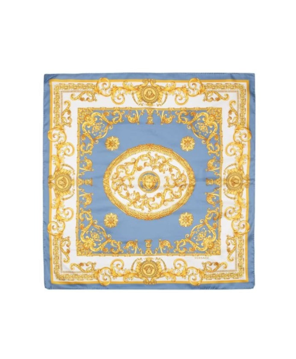 Versace Grey/White/Gold Silk Scarf