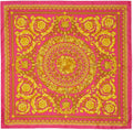 Versace Barocco Print Pink Gold Silk Satin Large Foulard Scarf