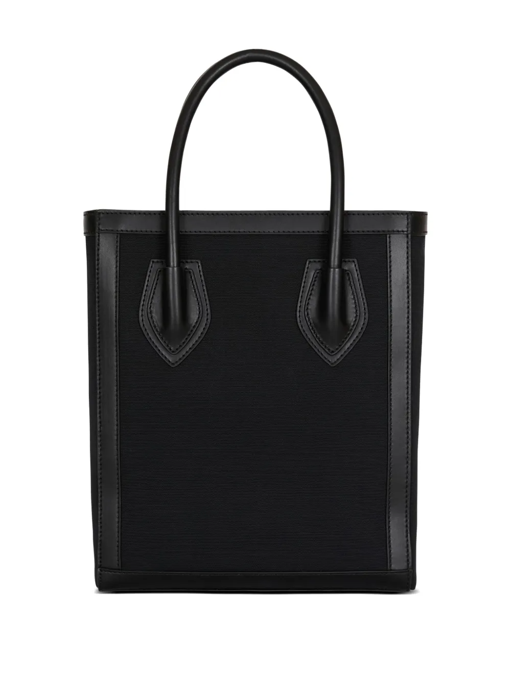 Balmain Leather Trimmed Canvas Tote Bag - Black