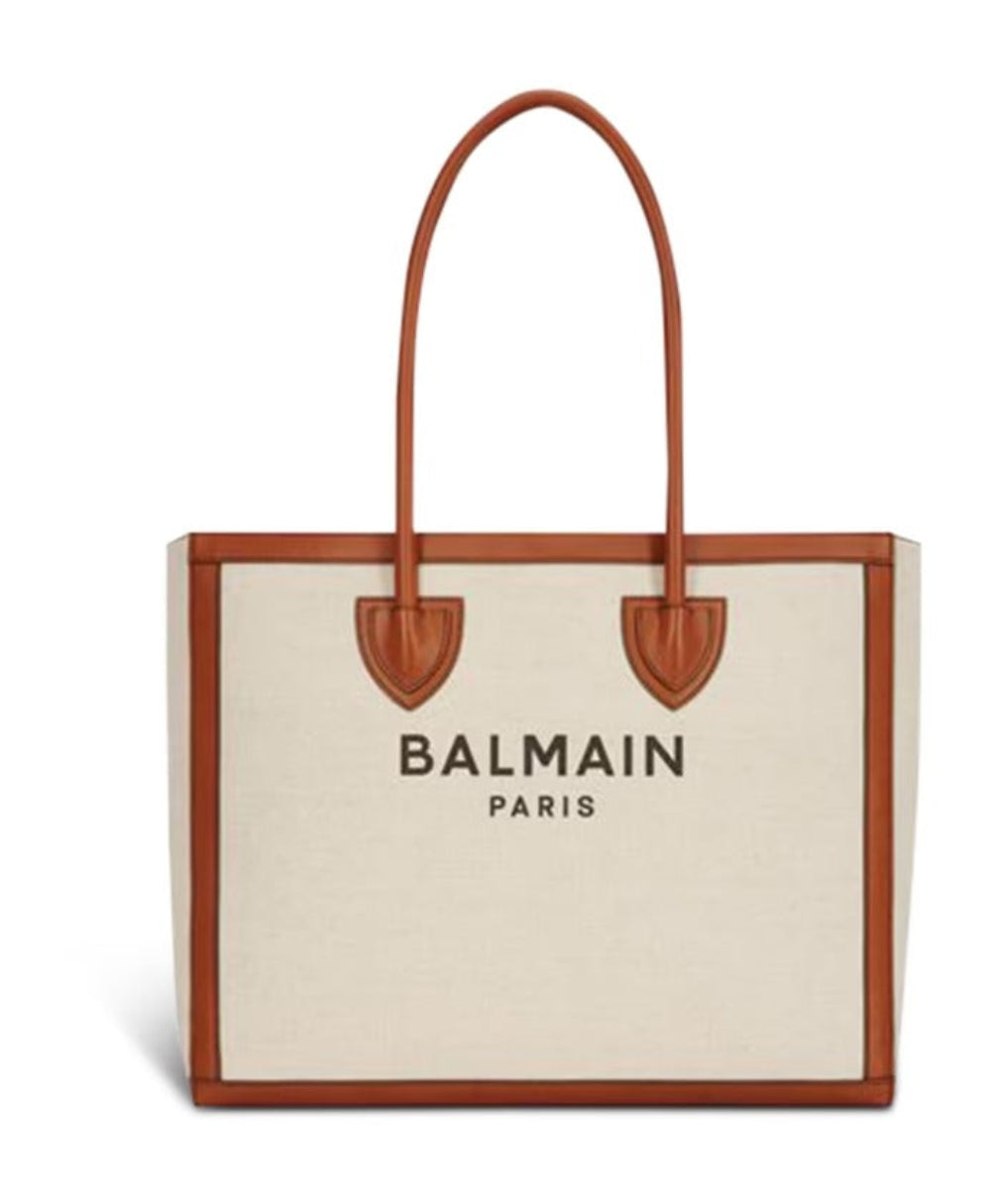 Balmain Army Shopper 42 Logo Tote Bag - Beige