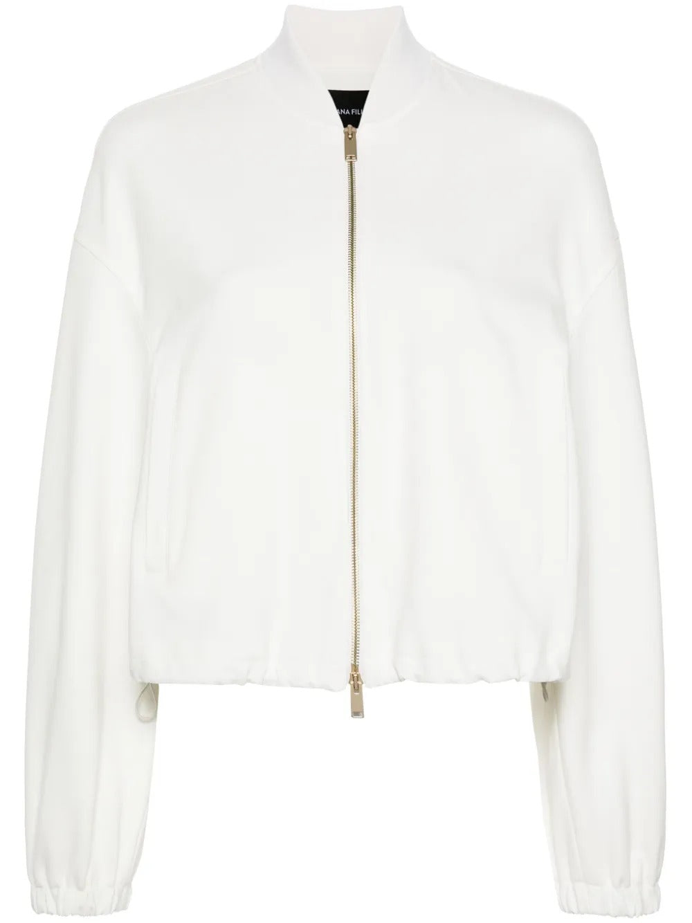 Fabiana Filippi Cropped Bomber with Knit Collar - White